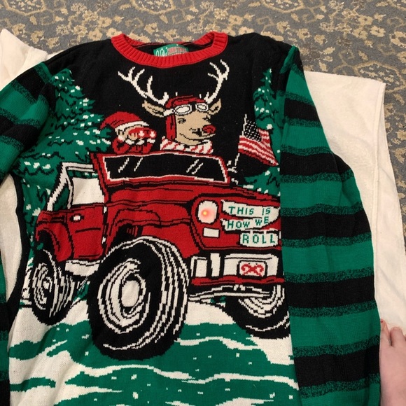 Ugly Christmas Sweater Sweaters | Size XXL 2x Ugly Christmas Sweater Reindeer Jeep Nwot New | Color: Blue/Green | Size: XXL | Lukel72's Closet